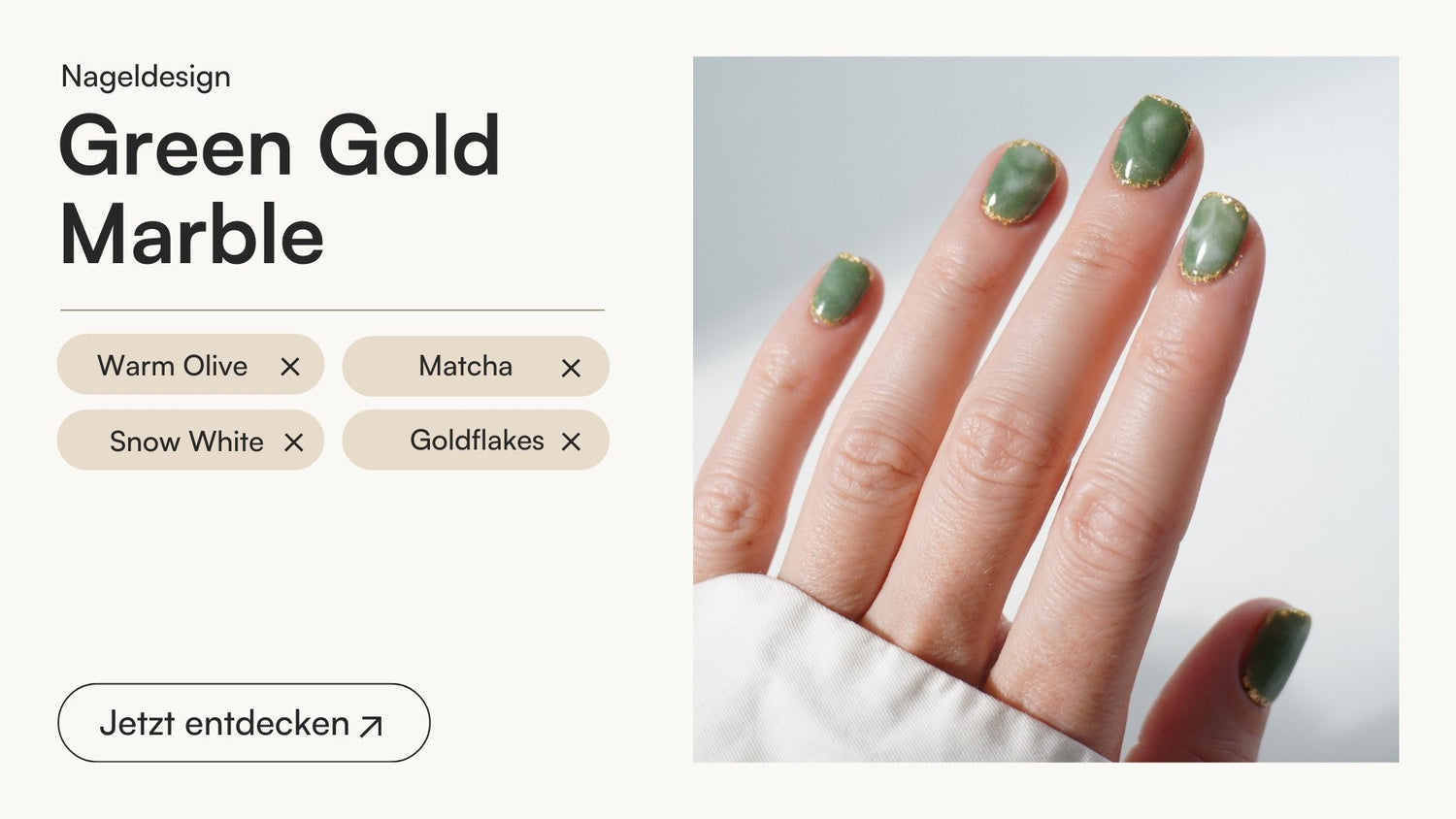 Green Marble mit Goldakzent - Doonails Switzerland