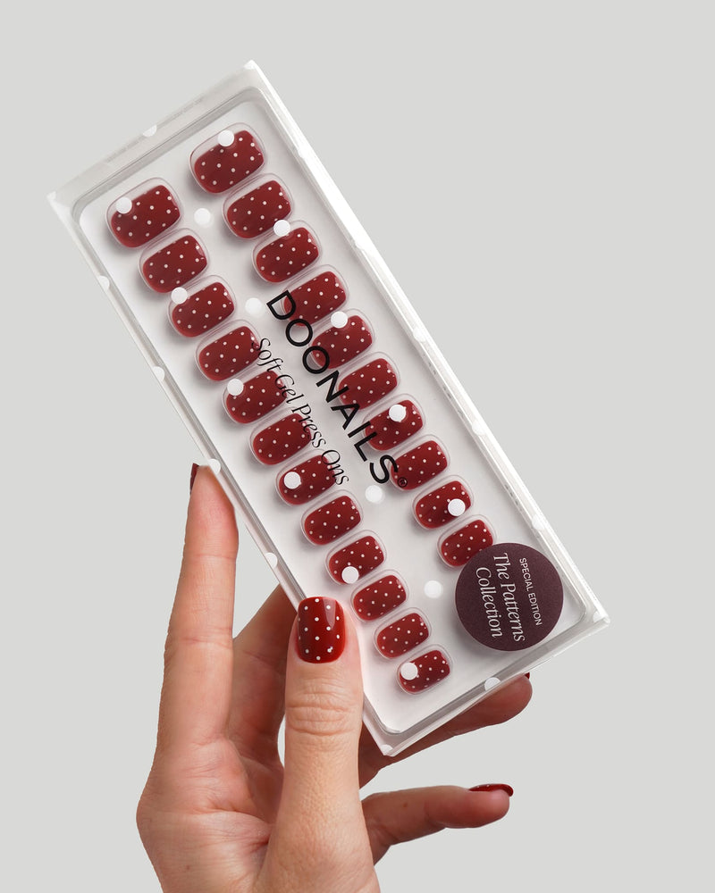 Cherry Polka Dots Extra Short Square Soft Gel Press Ons