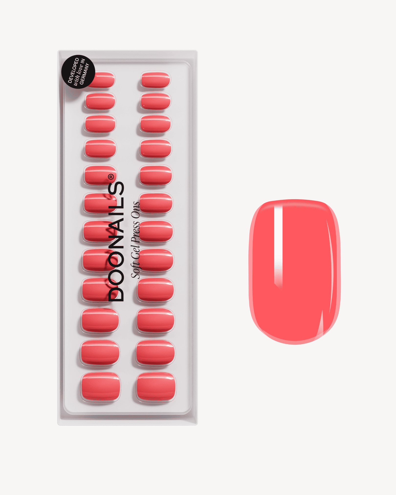 Sunset Coral Short Square Soft Gel Press Ons - Doonails Switzerland
