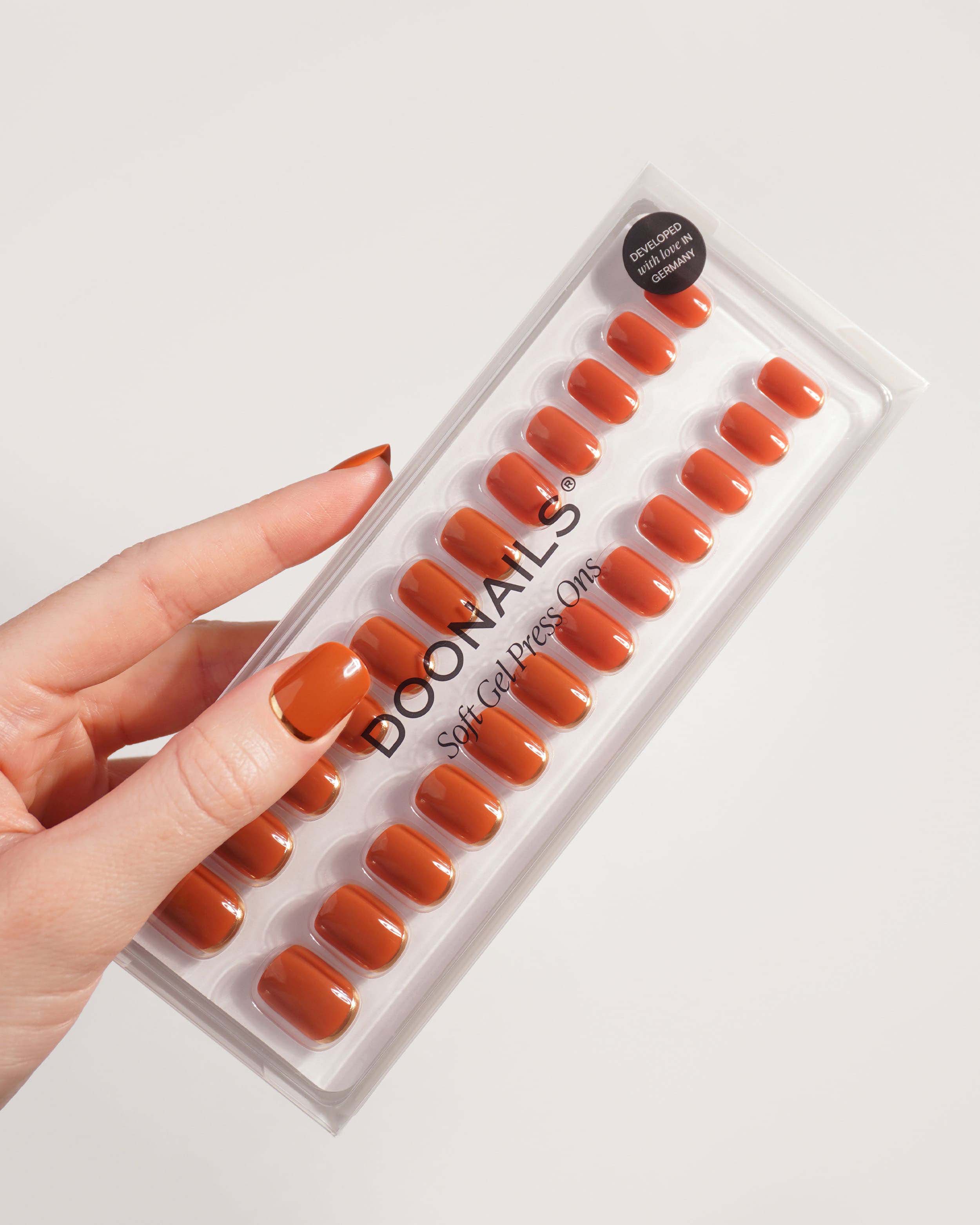 Cinnamon Extra Short Square Soft Gel Press Ons - Doonails Switzerland