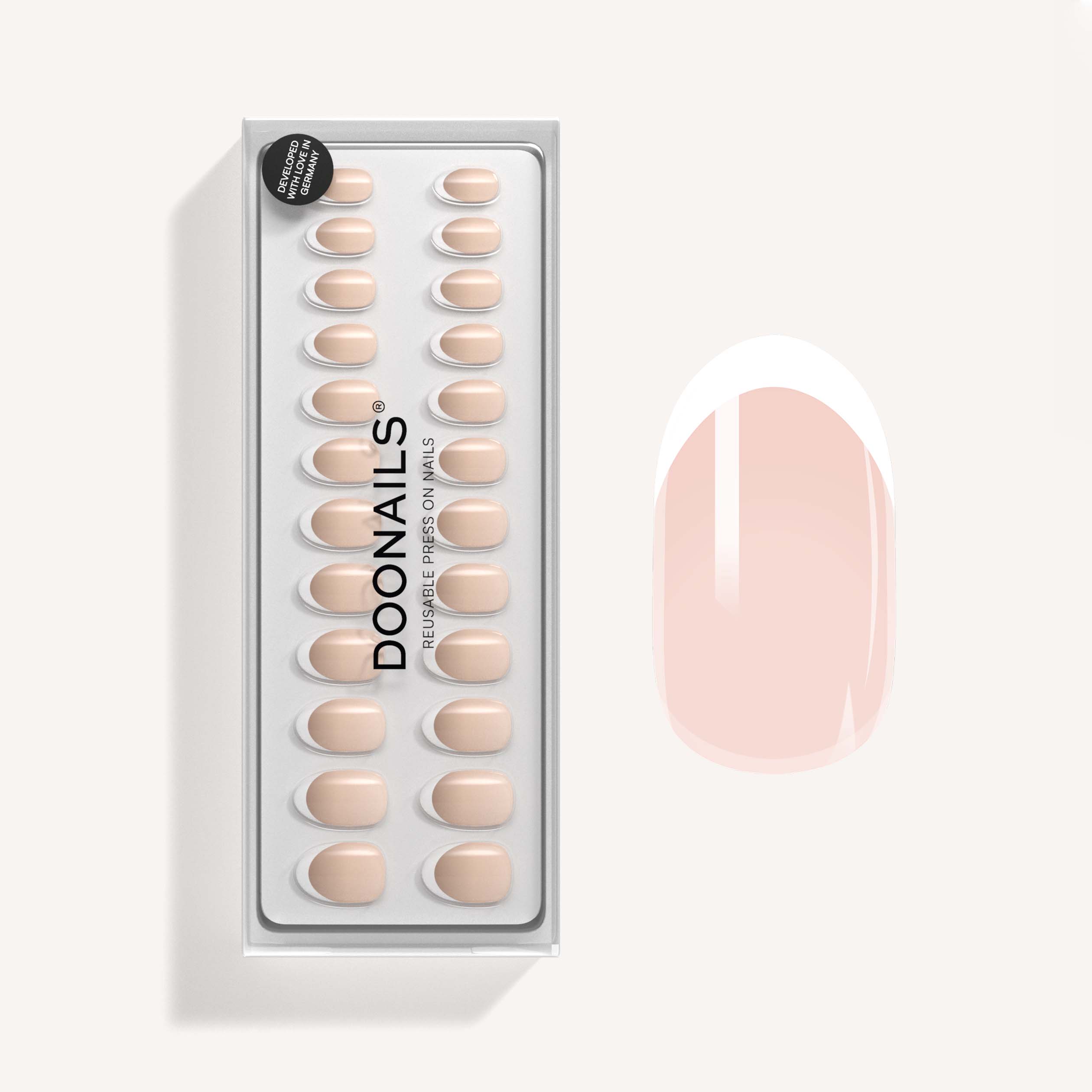 Doonails Soft Gel Press Ons Classic French Medium Round