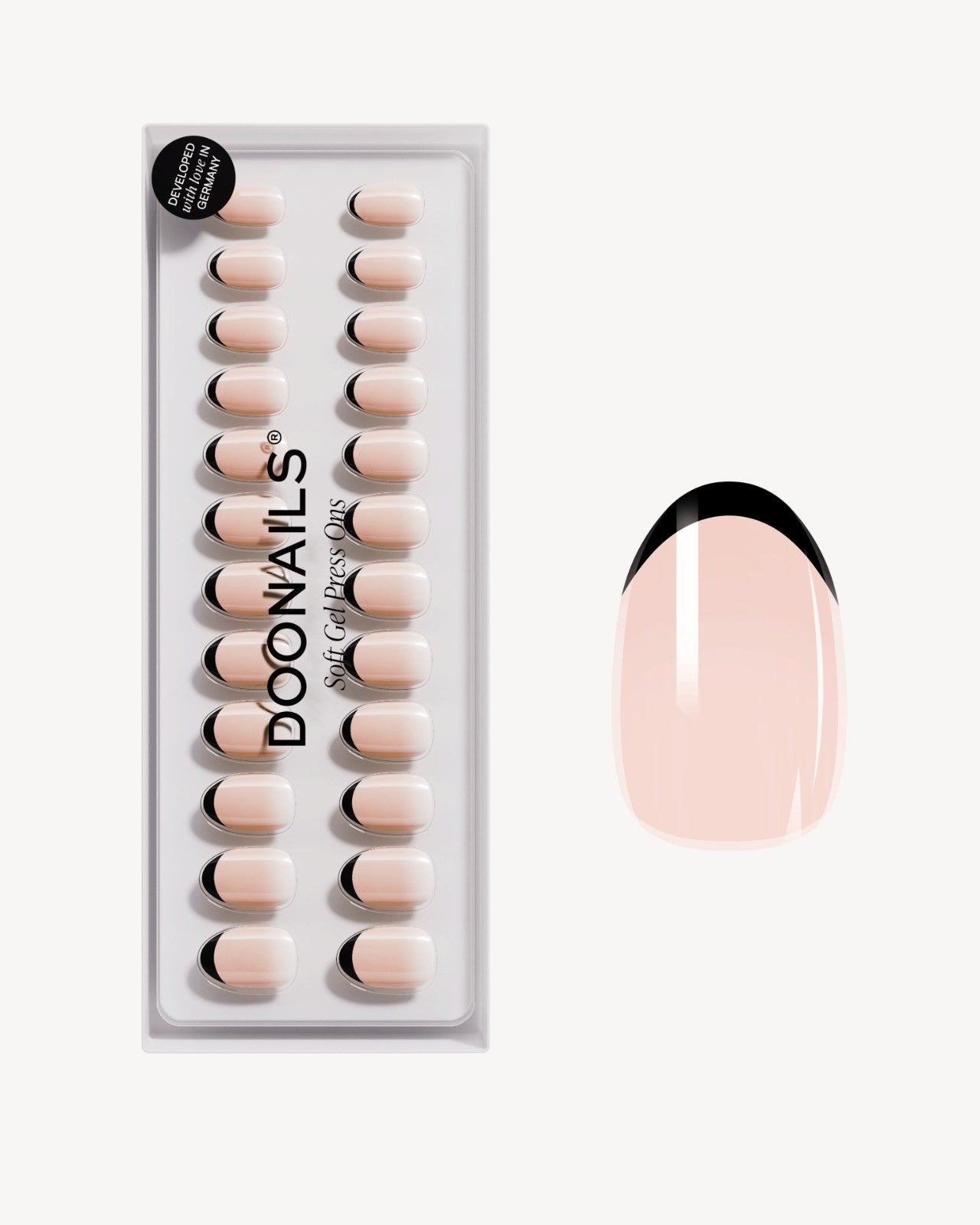 Black French Short Round Soft Gel Press Ons - Doonails Switzerland