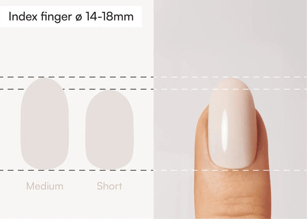 Round Press Ons im Vergleich mit einem echten Finger