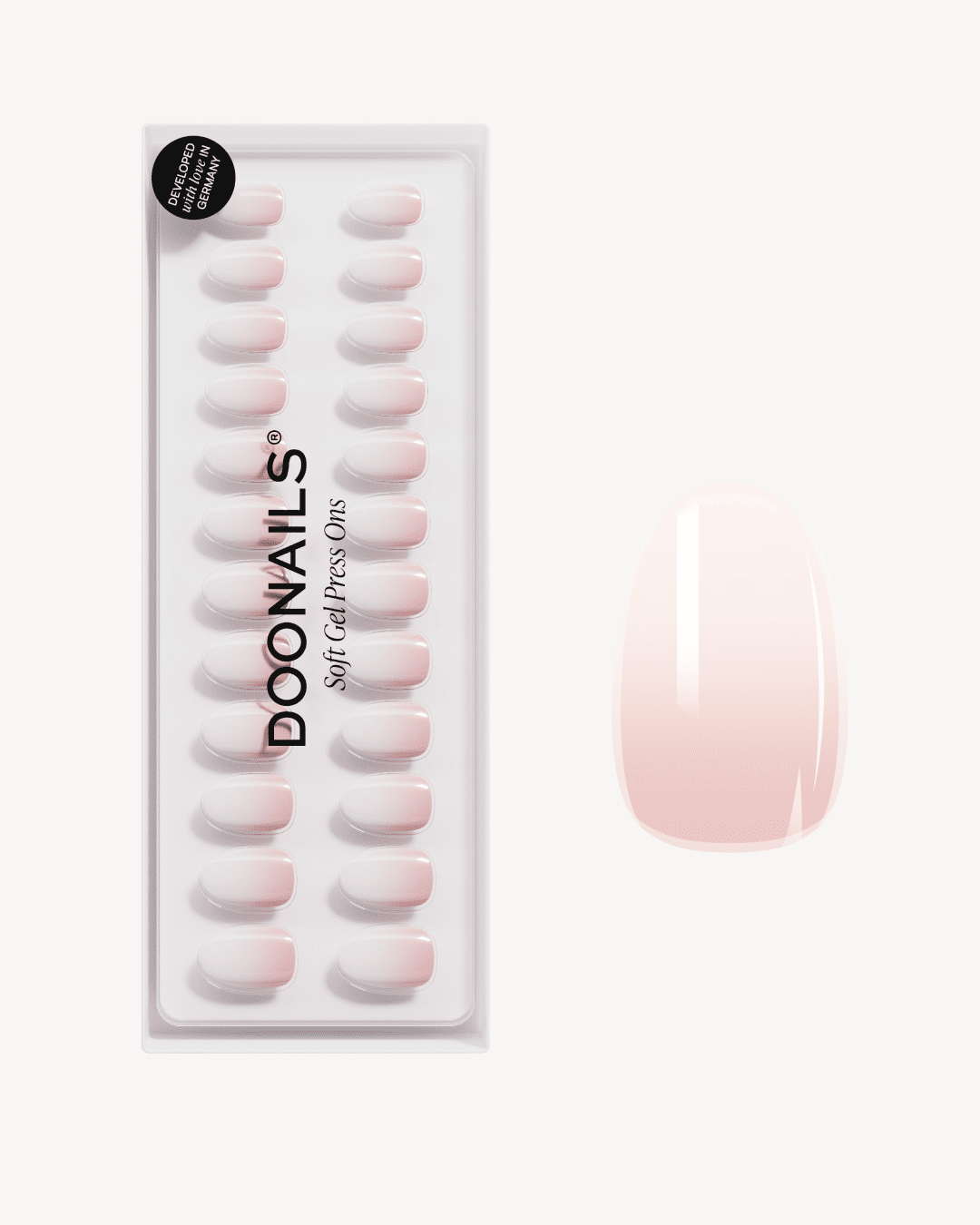 Babyboomer Soft Gel Press Ons mit beigem Hintergrund
