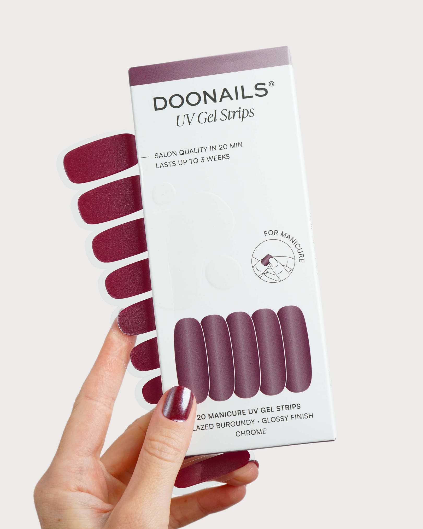 Glazed Burgundy UV Gel Strips