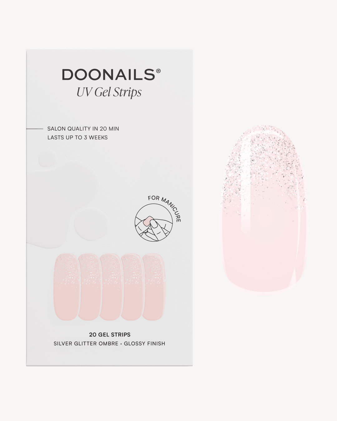 Silver Glitter Ombre Gel Strips - Doonails Switzerland