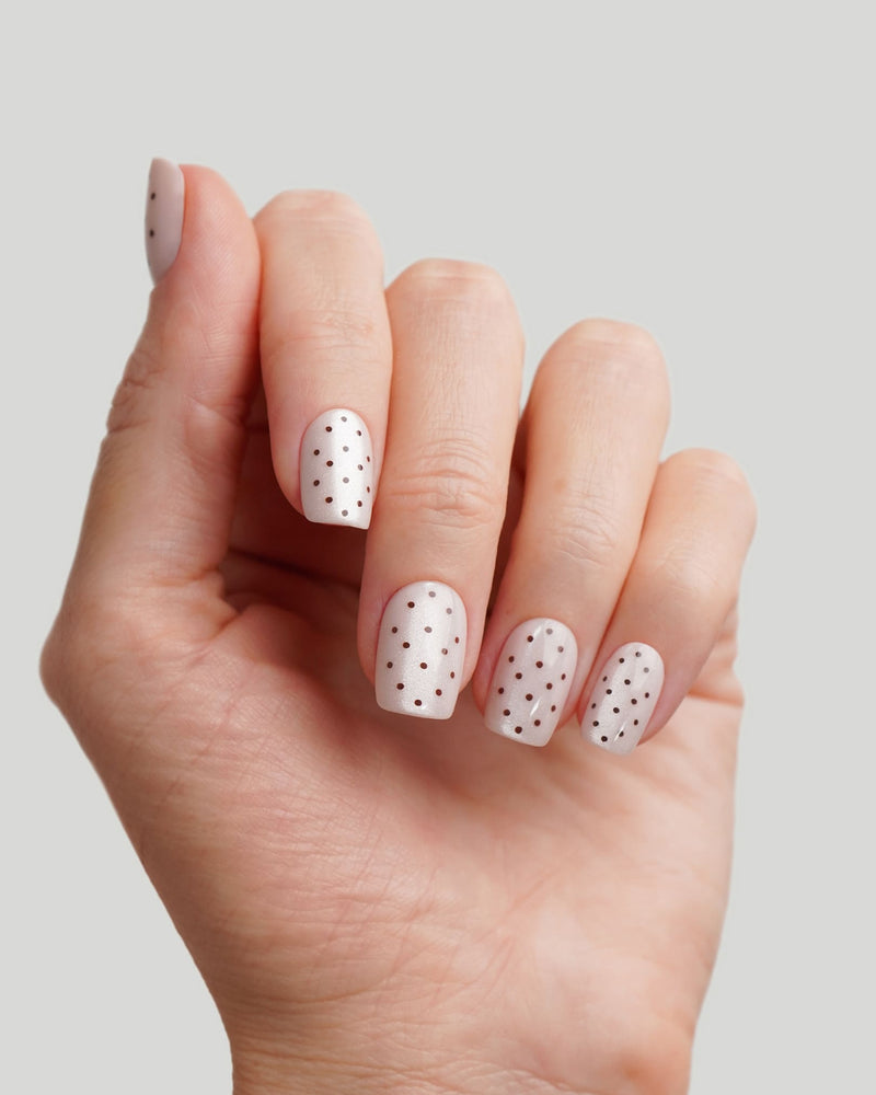 Blush Polka Dots Short Square Soft Gel Press Ons