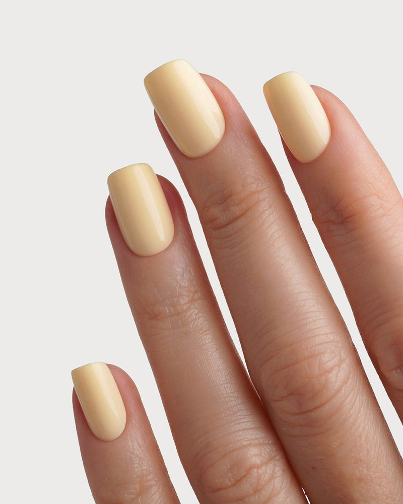 Butter Yellow Short Square Soft Gel Press Ons