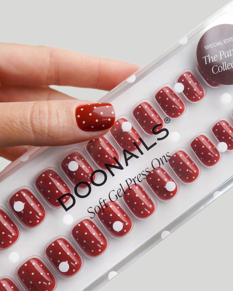 Cherry Polka Dots Extra Short Square Soft Gel Press Ons
