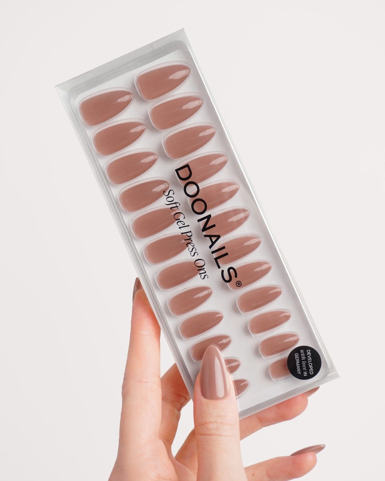 Espresso Medium Almond Soft Gel Press Ons - Doonails Switzerland