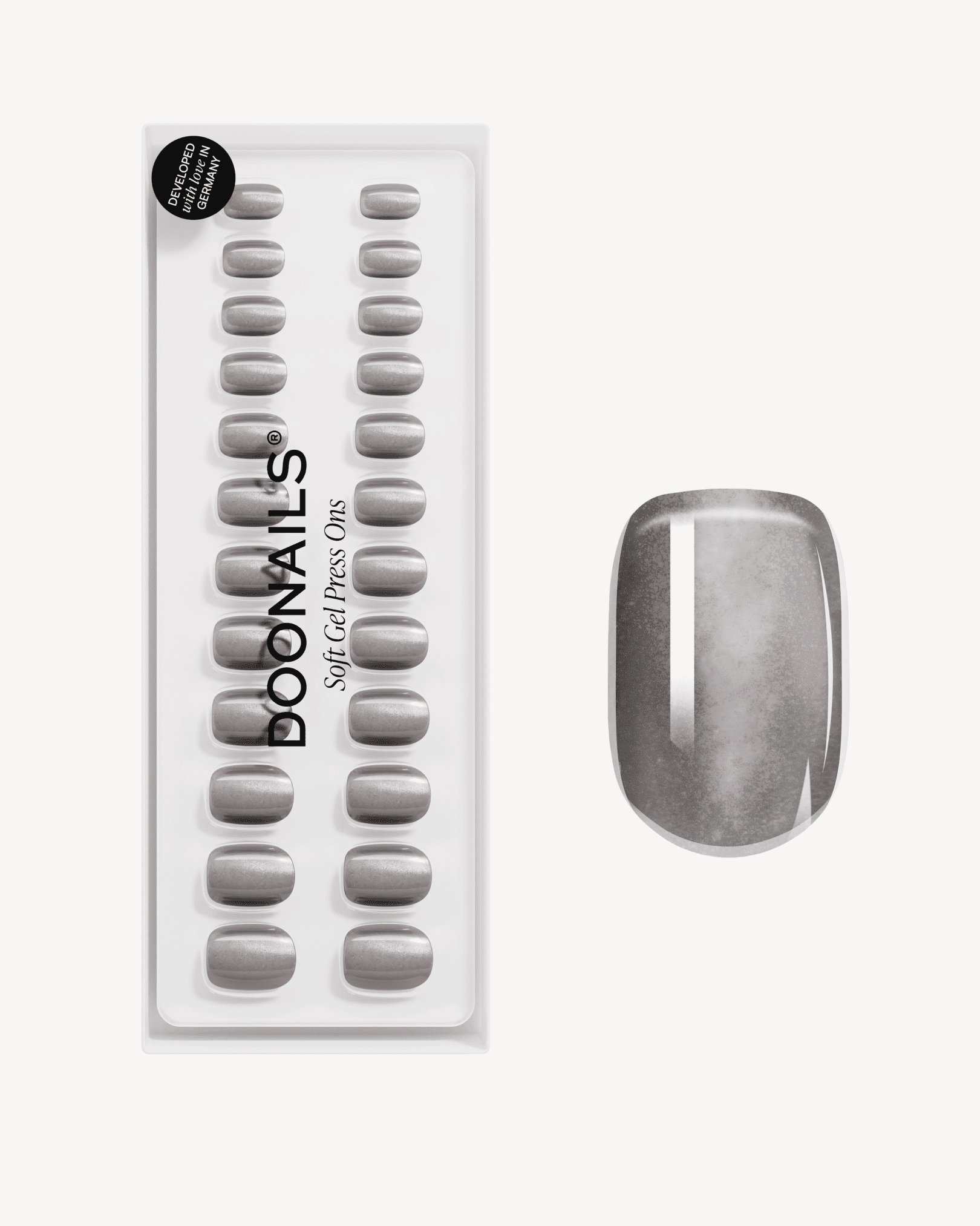Glass Grey Cat Eye Extra Short Square Soft Gel Press Ons