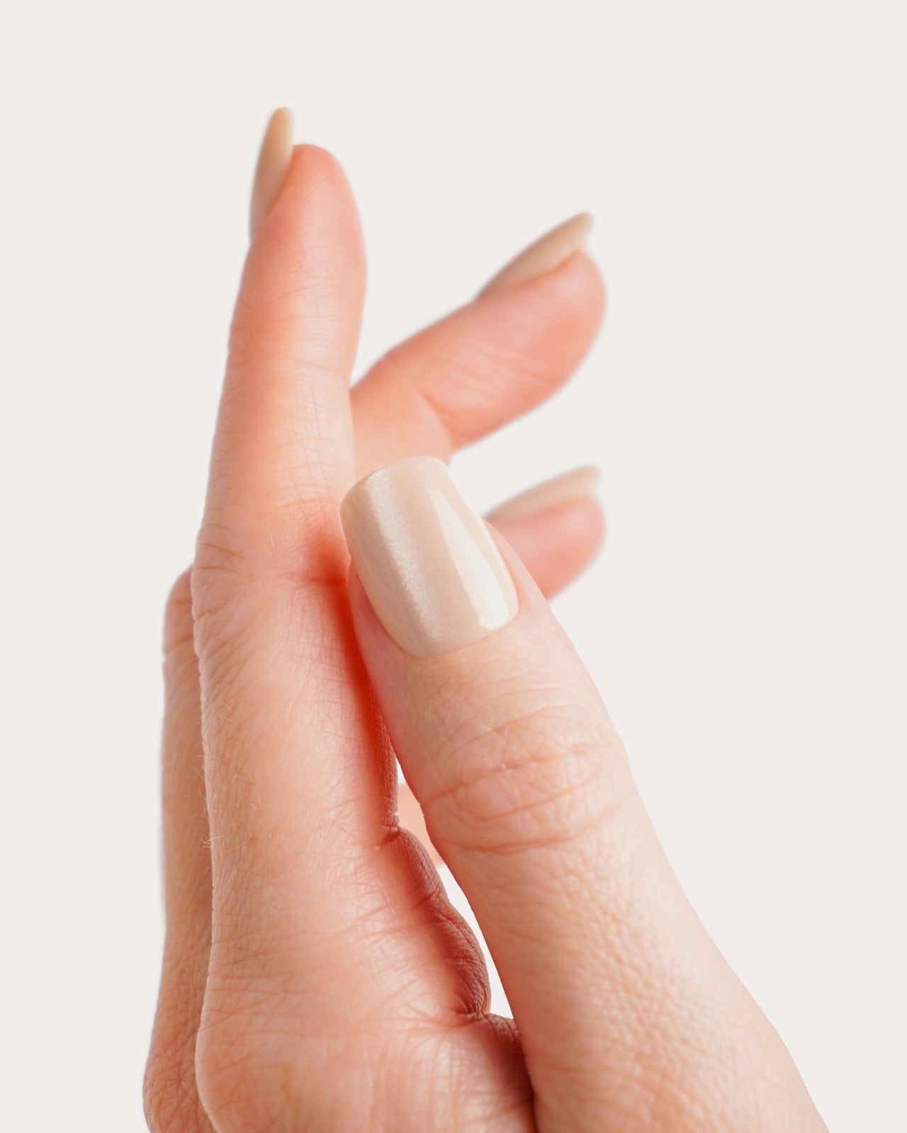 Glass Nude Cat Eye Short Square Soft Gel Press Ons