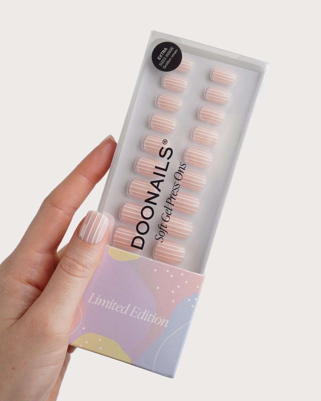 Limited Edition Strawberry Stripes Extra Short Square Soft Gel Press Ons