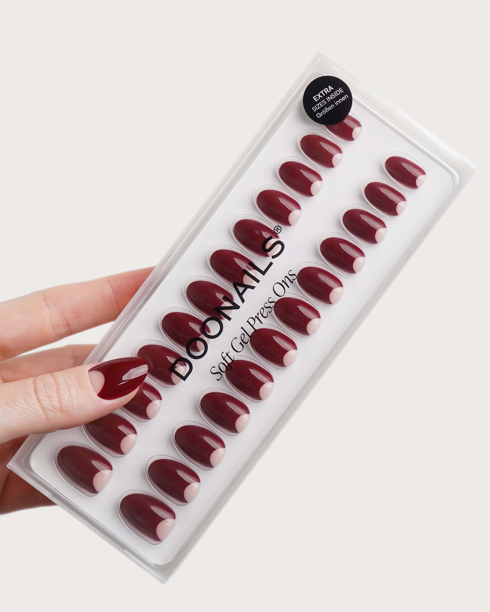 Mademoiselle Bordeaux Short Round Soft Gel Press Ons
