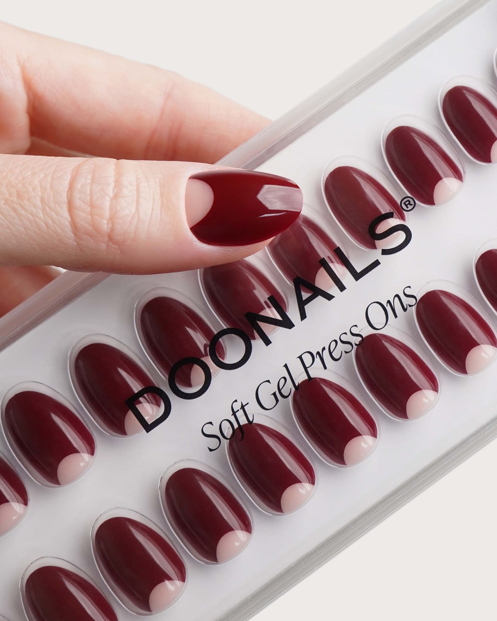 Mademoiselle Bordeaux Short Round Soft Gel Press Ons