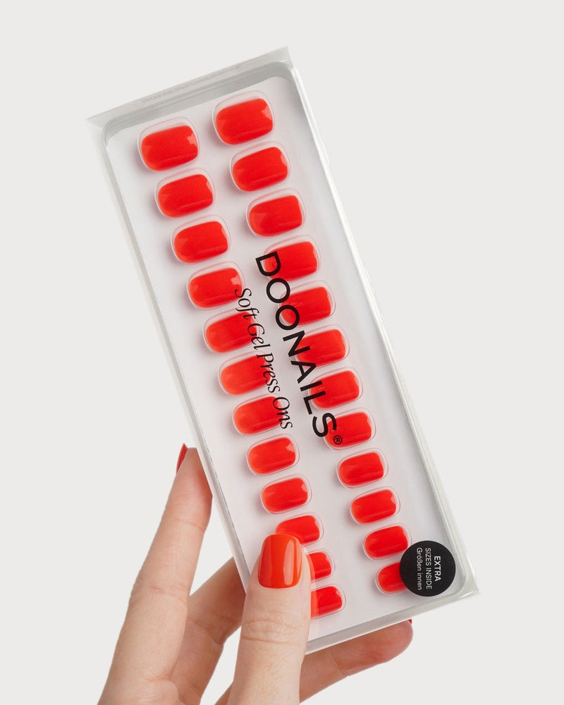 On Fire Extra Short Square Soft Gel Press Ons