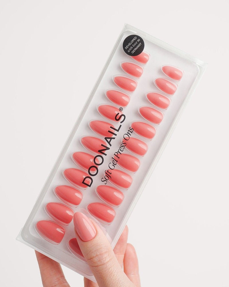 Peach Please Short Almond Soft Gel Press Ons - Doonails Switzerland