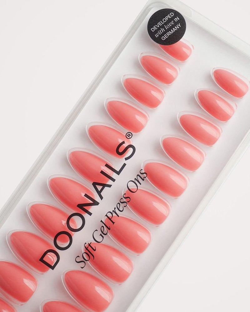Peach Please Short Almond Soft Gel Press Ons - Doonails Switzerland