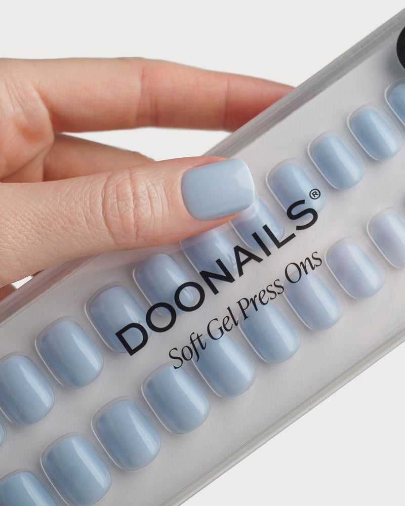 Powder Blue Extra Short Square Soft Gel Press Ons