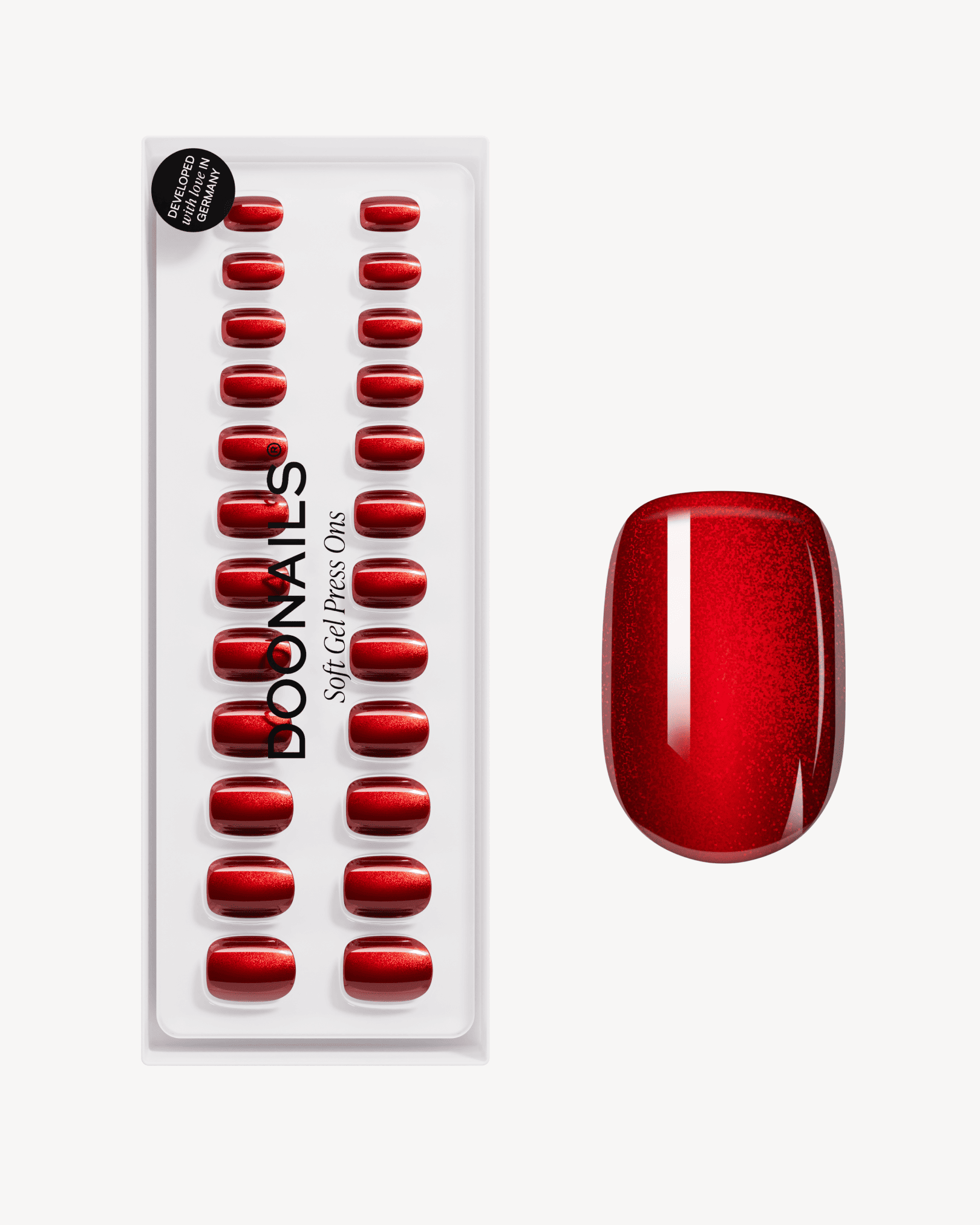 Red Cat Eye Extra Short Square Soft Gel Press Ons - Doonails Switzerland