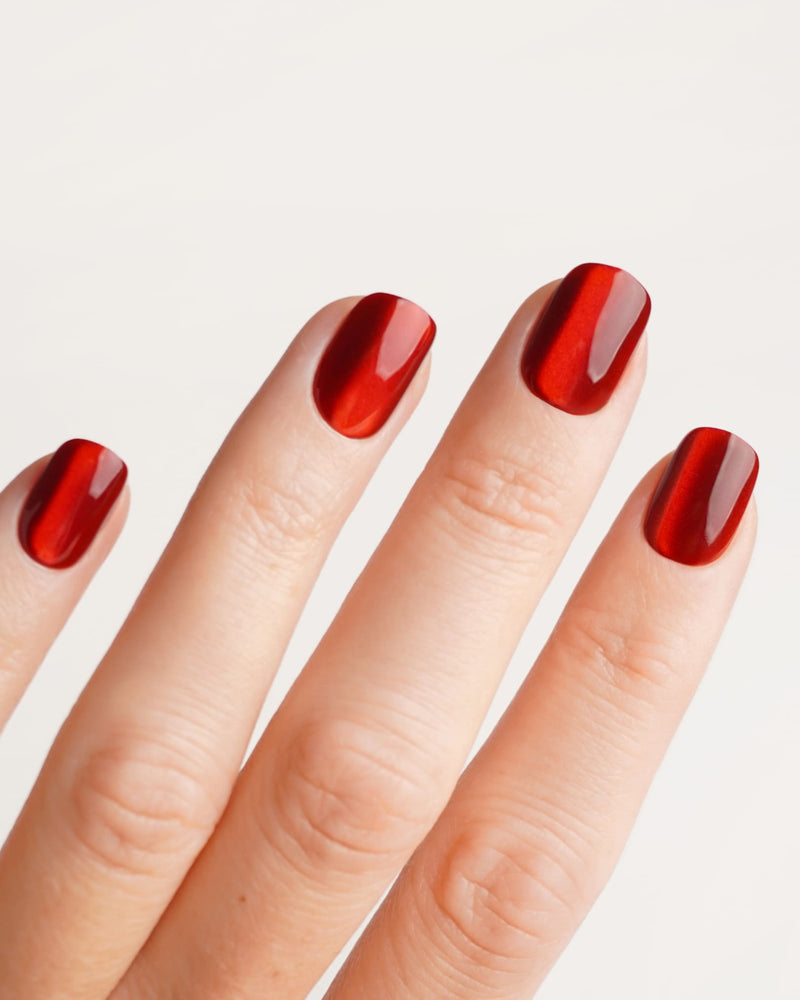 Red Cat Eye Extra Short Square Soft Gel Press Ons - Doonails Switzerland