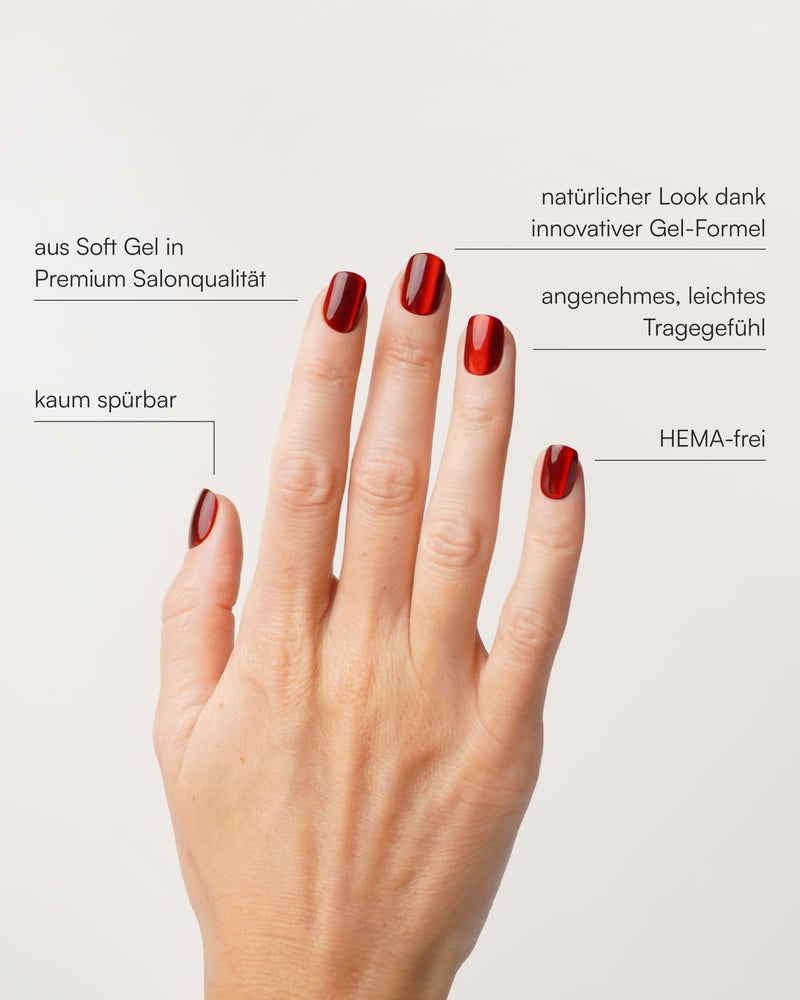 Red Cat Eye Extra Short Square Soft Gel Press Ons - Doonails Switzerland