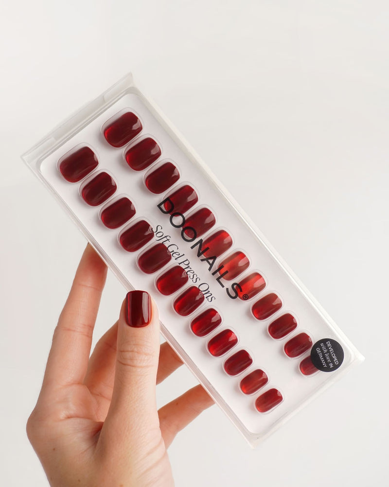 Red Cat Eye Extra Short Square Soft Gel Press Ons - Doonails Switzerland