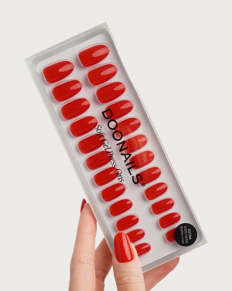 Rose Red Medium Round Soft Gel Press Ons