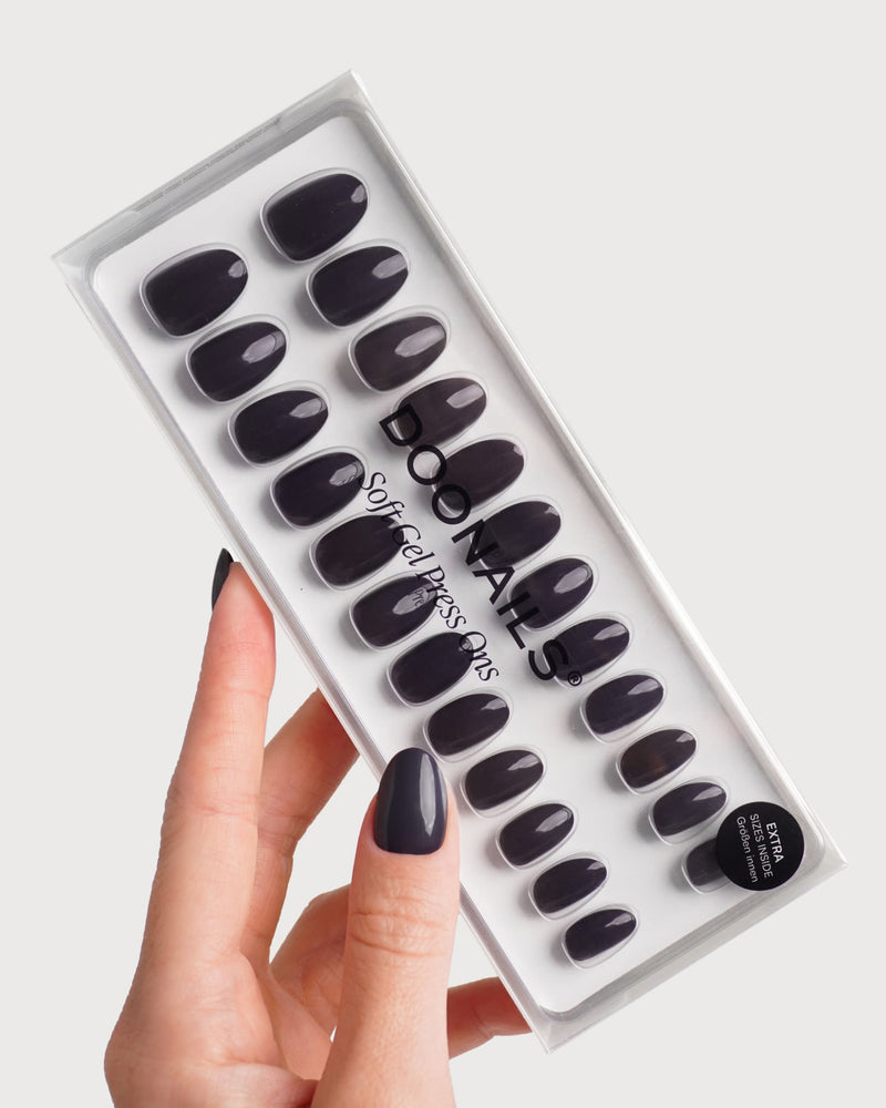 Stormy Grey Short Round Soft Gel Press Ons
