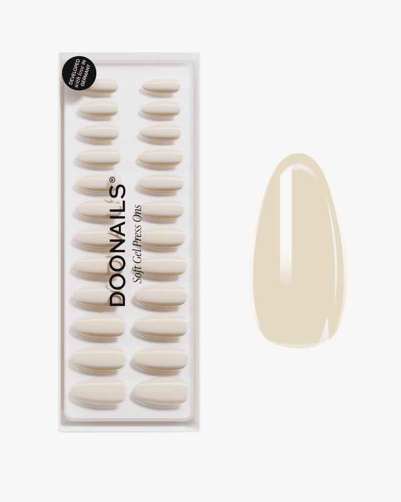 Vanilla Medium Almond Soft Gel Press Ons - Switzerland