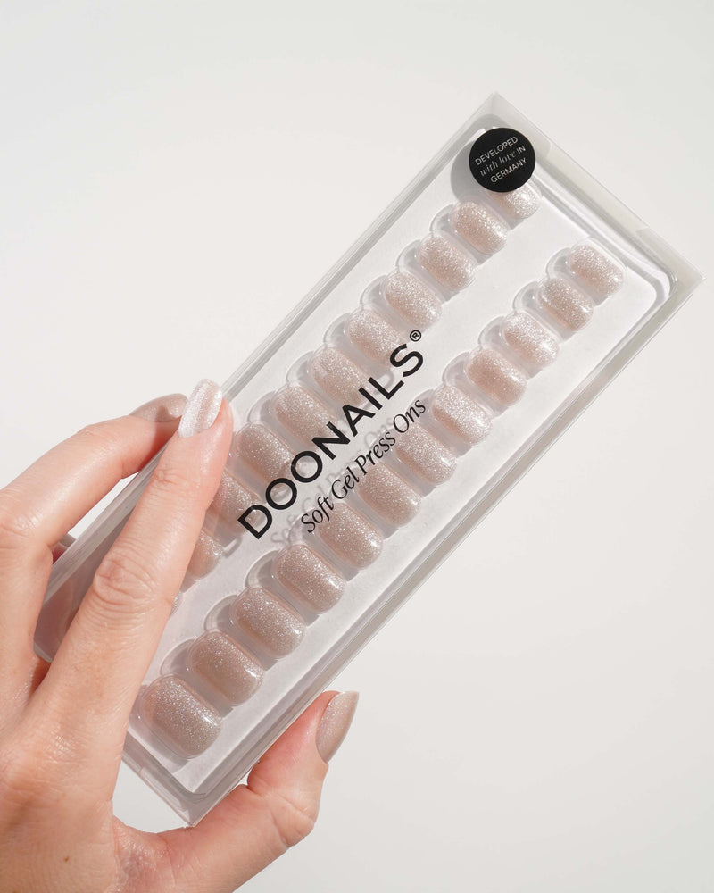 Champagne Cat Eye Extra Short Square Soft Gel Press Ons - Doonails Switzerland