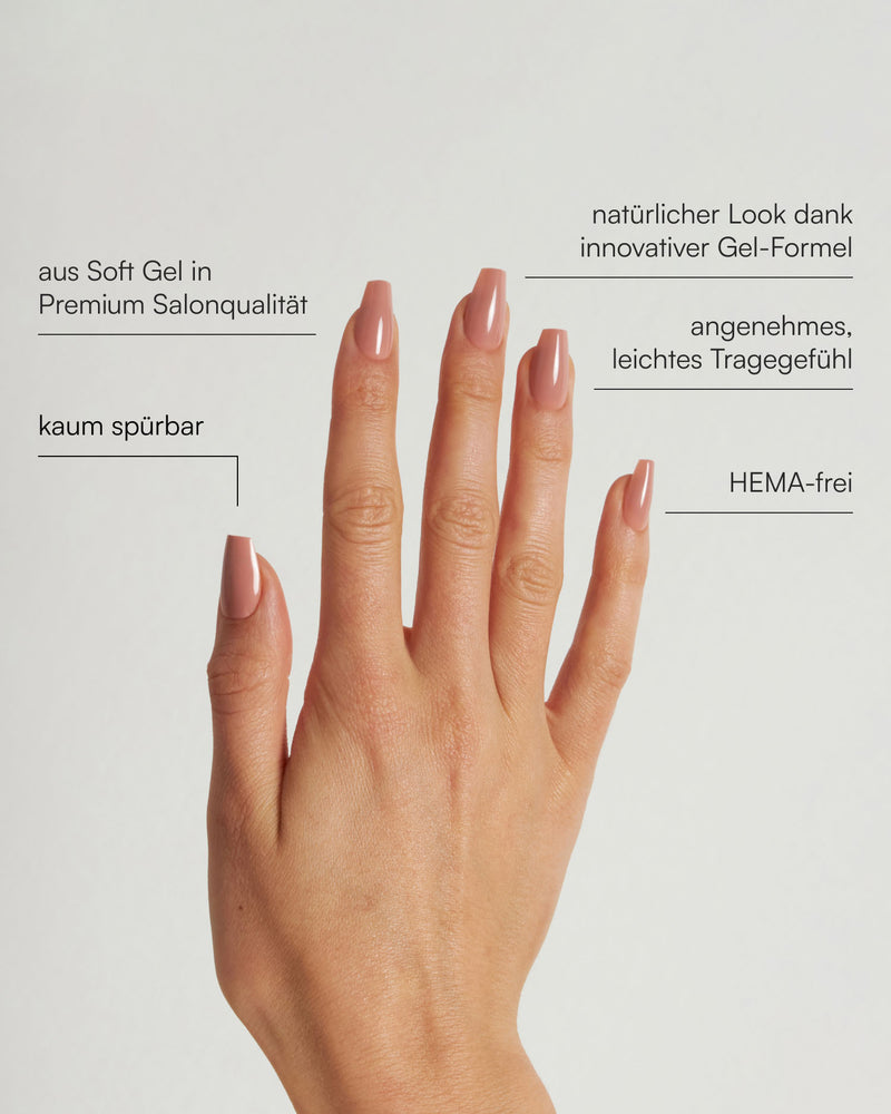 Espresso Short Coffin Soft Gel Press Ons - Doonails Switzerland