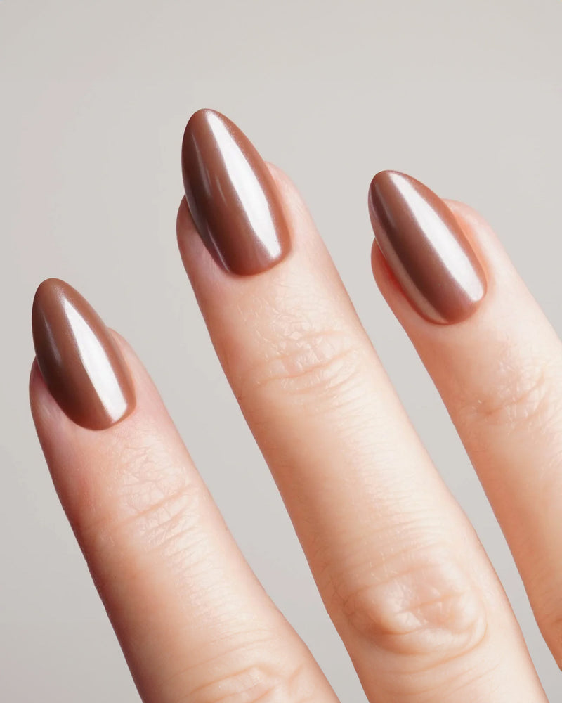 Glazed Chocolate Short Almond Soft Gel Press Ons - Doonails Switzerland