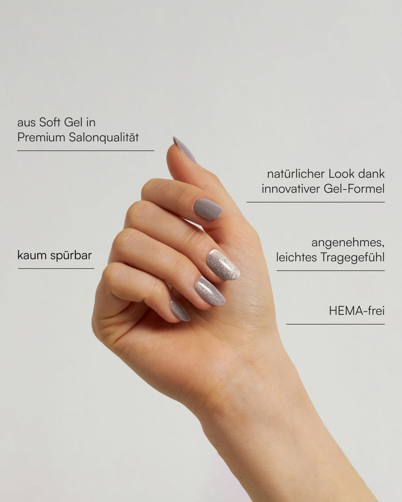 Grey Cat Eye Medium Round Soft Gel Press Ons - Doonails Switzerland