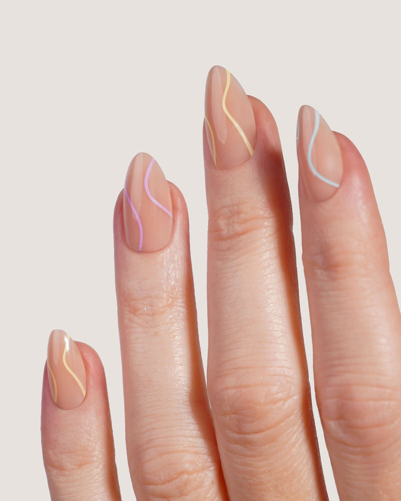 Pastel Swirl Short Almond Soft Gel Press Ons - Doonails Switzerland