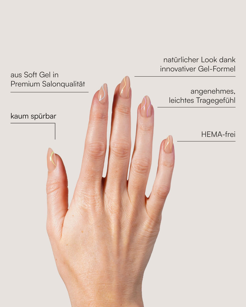 Pastel Swirl Short Almond Soft Gel Press Ons - Doonails Switzerland