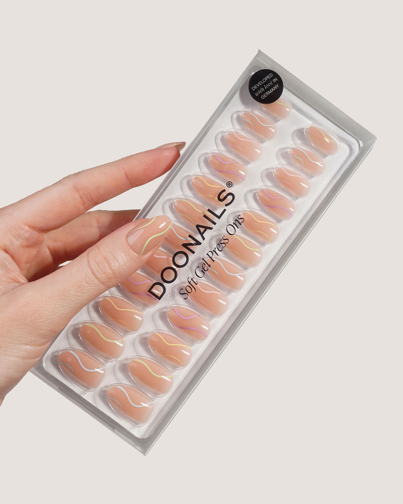 Pastel Swirl Short Almond Soft Gel Press Ons - Doonails Switzerland