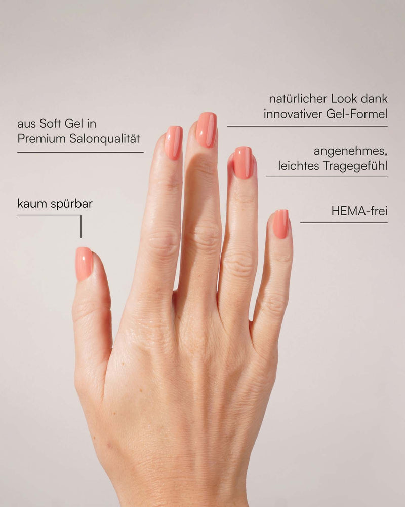 Peach Please Short Square Soft Gel Press Ons - Doonails Switzerland