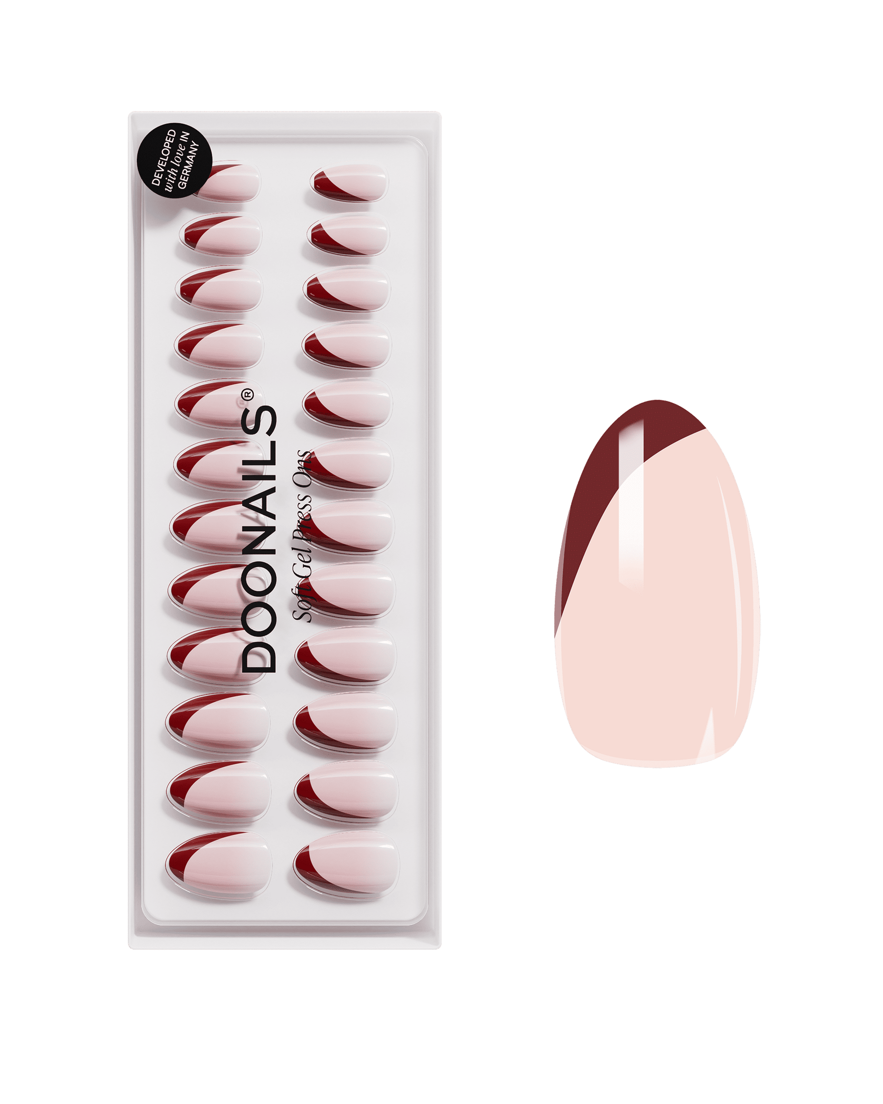 Red Slate French Short Almond Soft Gel Press Ons