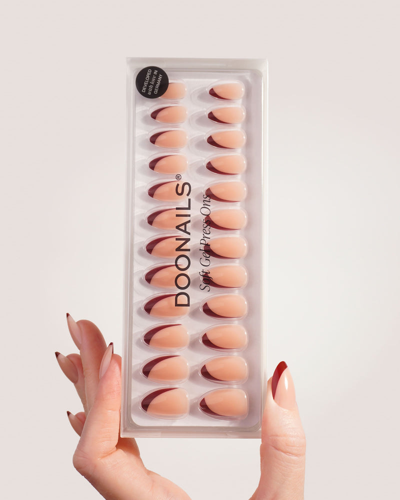 Red Slate French Short Almond Soft Gel Press Ons - Doonails Switzerland