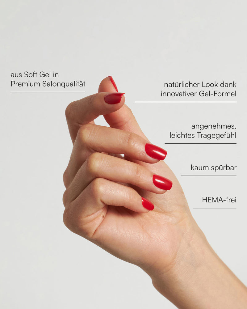 Rose Red Short Square Soft Gel Press Ons - Doonails Switzerland