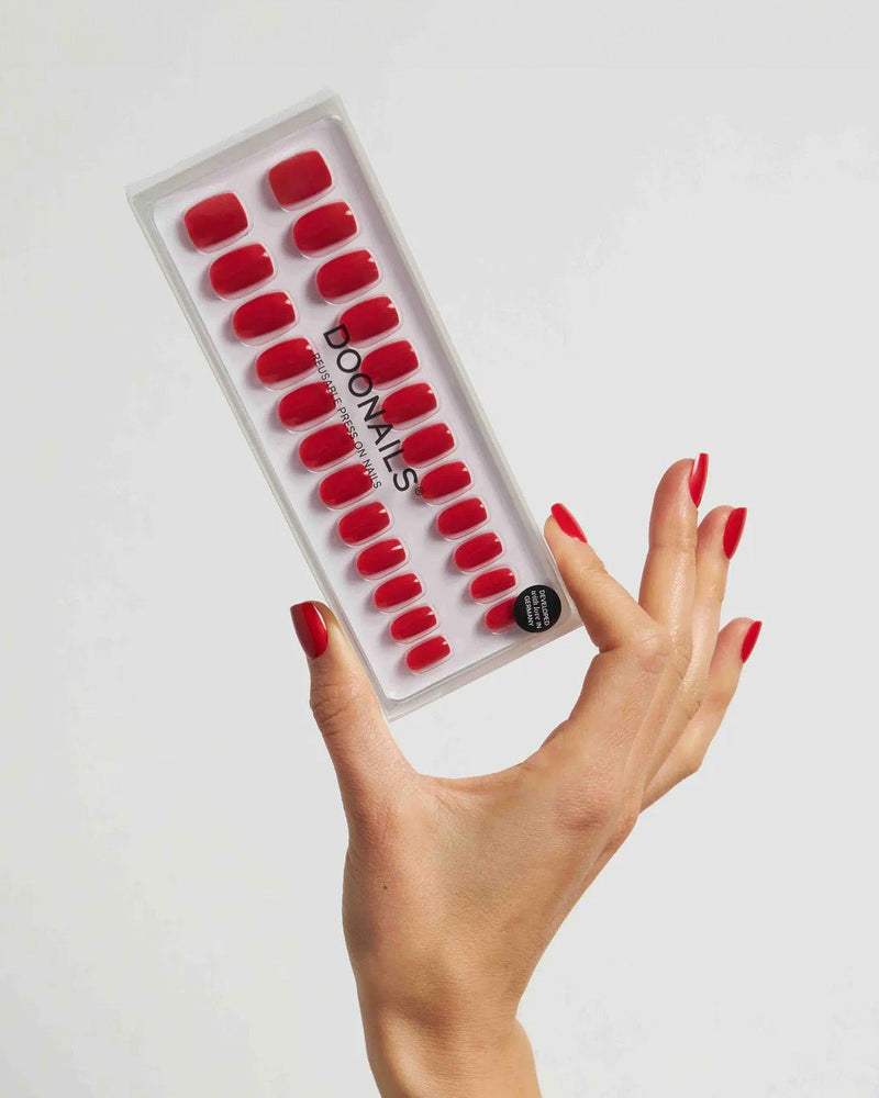 Rose Red Short Square Soft Gel Press Ons - Doonails Switzerland