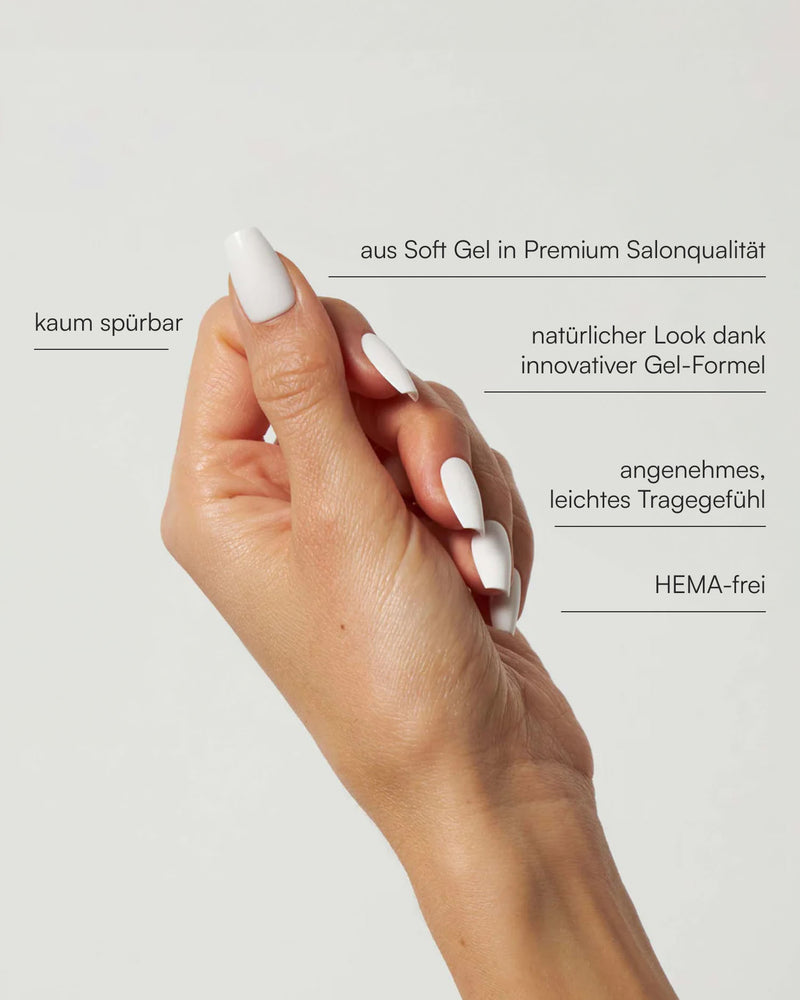 Snow White Short Coffin Soft Gel Press Ons - Doonails Switzerland
