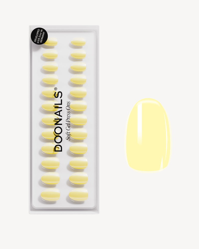 Lemon Sorbet Short Round Soft Gel Press Ons - Doonails Switzerland