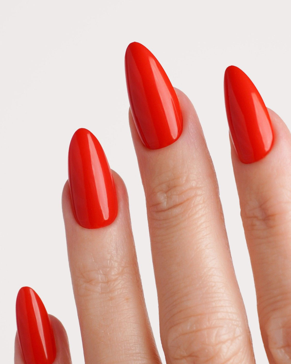 Rose Red Medium Almond Soft Gel Press Ons - Doonails Switzerland
