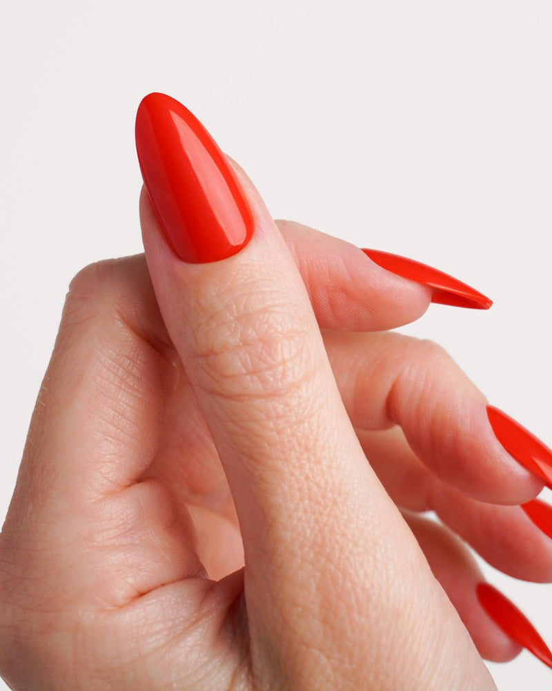Rose Red Medium Almond Soft Gel Press Ons - Doonails Switzerland