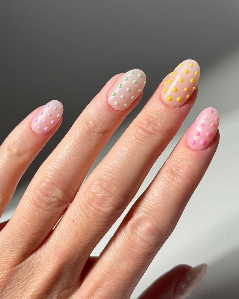 3D Polka Dots Dipping Powder Naildesign