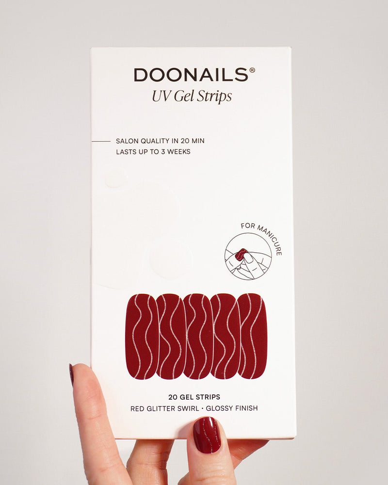 Red Glitter Swirl Gel Strips - Doonails Switzerland