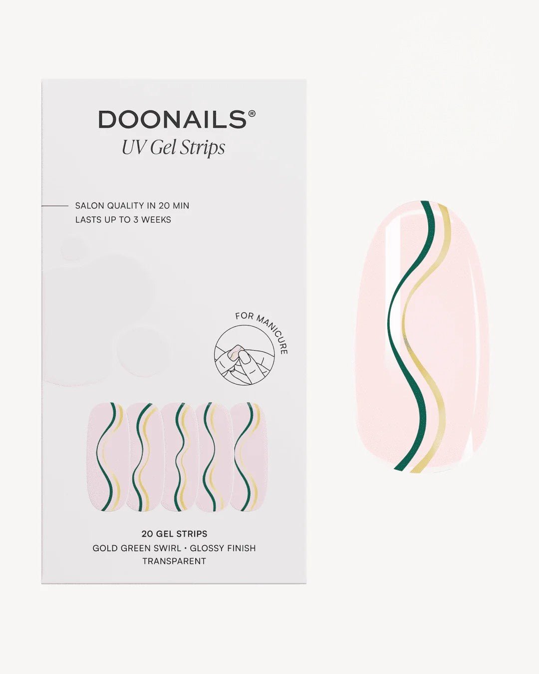 Gold Green Swirl UV Gel Strips