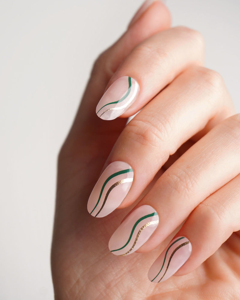 Gold Green Swirl Gel Strips - Doonails Switzerland